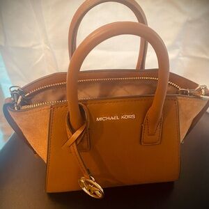 Michael Kors Cognac Leather Satchel with Gold Hardware
